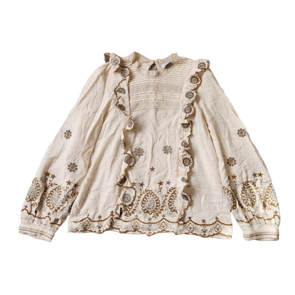Zara Premium Collection Ruffled Lace Blouse Size Small - Picture 3 of 12